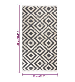 Tapis à tissage plat d'extérieur 80x150 cm Noir et beige clair