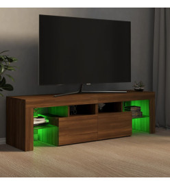 Meuble TV avec lumières LED Chêne marron 140x36,5x40 cm