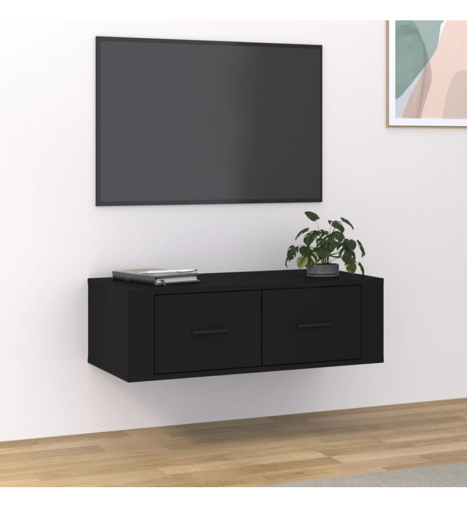 Meuble TV suspendu Noir 80x36x25 cm Bois d'ingénierie