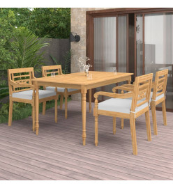 Ensemble de salle à manger de jardin 5 pcs avec coussins Teck