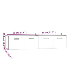 Armoires murales 2pcs Gris béton 80x35x36,5cm Bois d'ingénierie