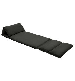 Chaise pliable de sol Noir Microfibre