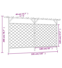 Clôture à lattes de jardin avec pergola Bois