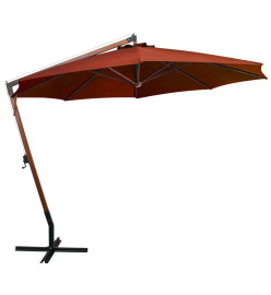 Parasol suspendu avec mât Terre cuite 3,5x2,9 m Bois de sapin