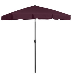 Parasol de plage rouge bordeaux 180x120 cm