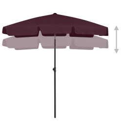 Parasol de plage rouge bordeaux 180x120 cm