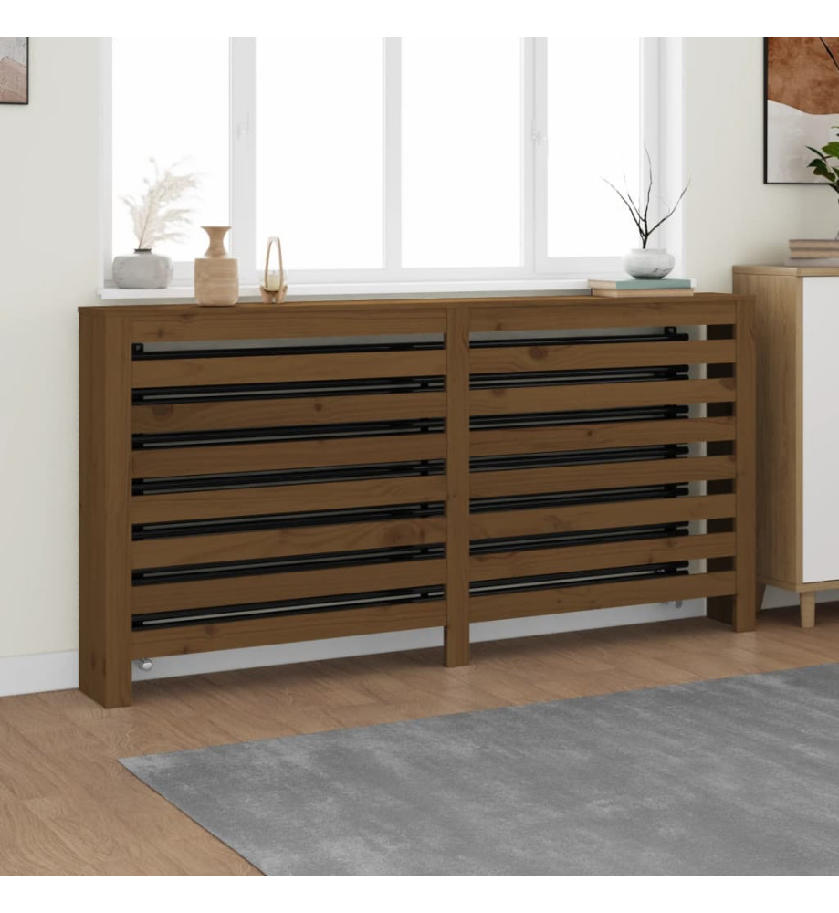 Cache-radiateur Marron miel 169x19x84 cm Bois massif de pin