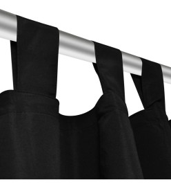 2 pcs Rideau à Passant Micro Satin Noir 140 x 225 cm