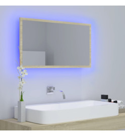 Miroir LED de salle de bain Chêne sonoma 80x8,5x37 cm Acrylique