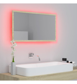 Miroir LED de salle de bain Chêne sonoma 80x8,5x37 cm Acrylique