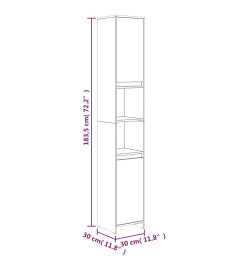 Armoire de bain Sonoma gris 30x30x183,5 cm Bois d'ingénierie