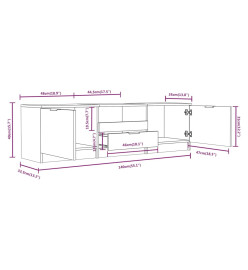 Meuble TV Chêne fumé 140x35x40 cm Bois d'ingénierie