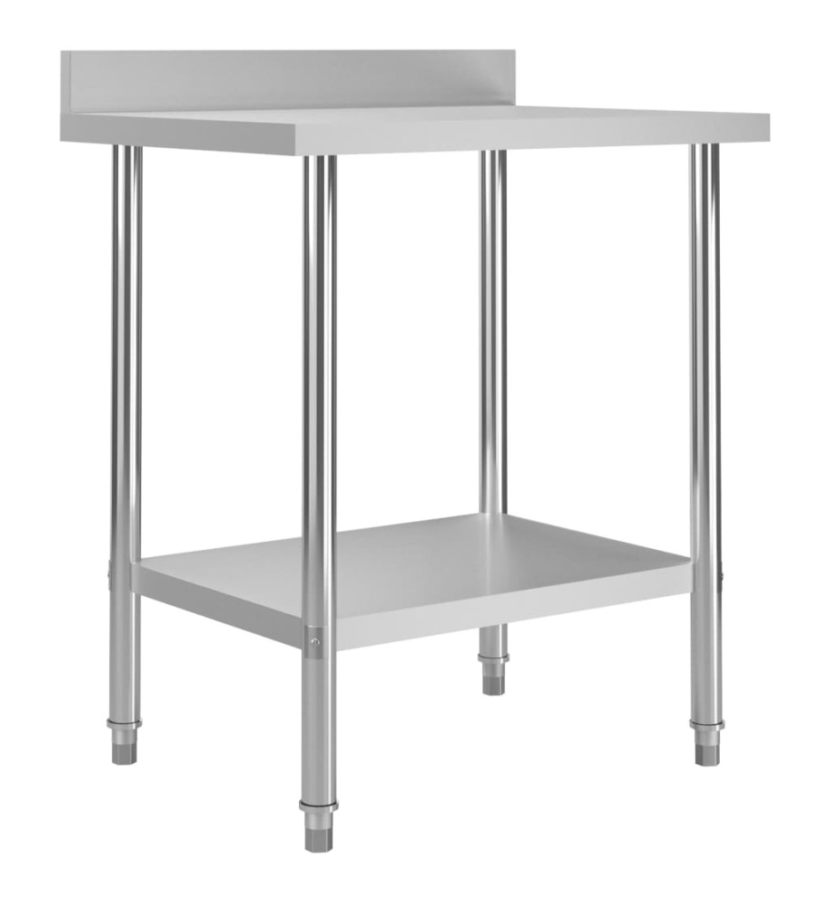 Table de travail de cuisine avec dosseret 80x60x93 cm Inox