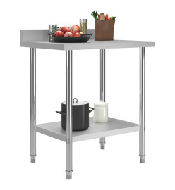 Table de travail de cuisine avec dosseret 80x60x93 cm Inox