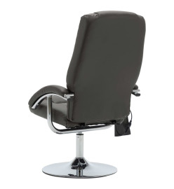 Fauteuil de massage avec repose-pied gris similicuir