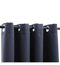 Rideaux occultants avec anneaux Métal 2pcs Anthracite 140x245cm