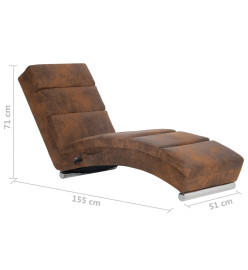 Chaise longue de massage Marron Similicuir daim