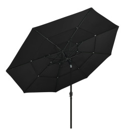 Parasol à 3 niveaux avec mât en aluminium Noir 3,5 m