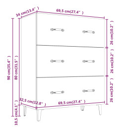 Buffet Blanc brillant 69,5x34x90 cm Bois d'ingénierie