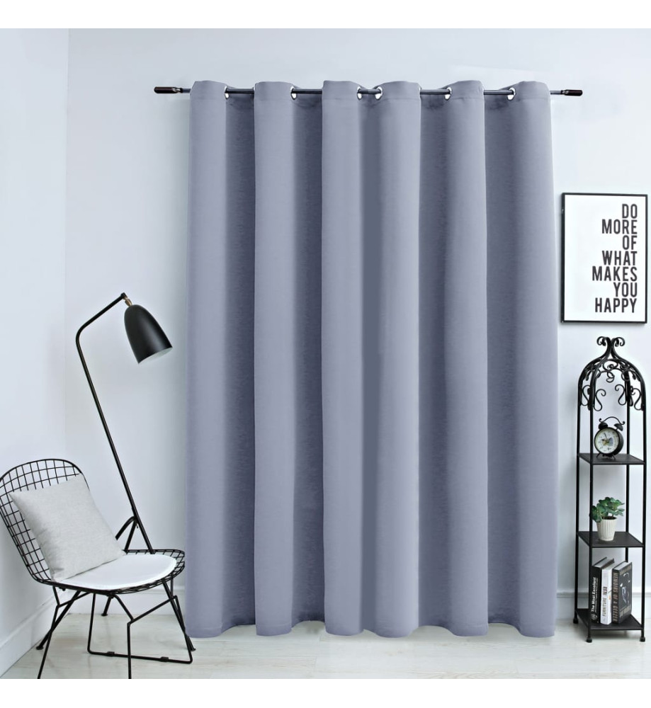 Rideau occultant avec anneaux en métal Gris 290x245 cm Rideau occultant avec anneaux en métal Gris 290x245 cm