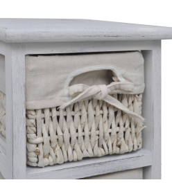 Étagère de rangement en bois 4 paniers en tissage Blanc