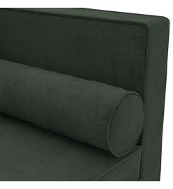 Chaise longue avec coussins et traversin vert foncé velours