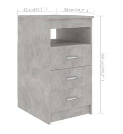 Armoire à tiroirs Gris béton 40x50x76 cm Bois d'ingénierie