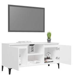 Meuble TV avec pieds en métal Blanc 103,5x35x50 cm