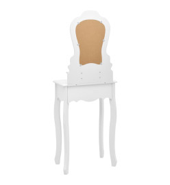 Ensemble de coiffeuse avec tabouret Blanc 50x59x136cm Paulownia