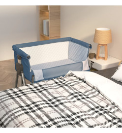 Lit pour bébé avec matelas Bleu marine Tissu de lin