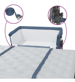 Lit pour bébé avec matelas Bleu marine Tissu de lin