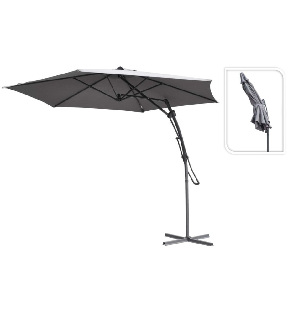 ProGarden Parasol suspendu Gris 300 cm