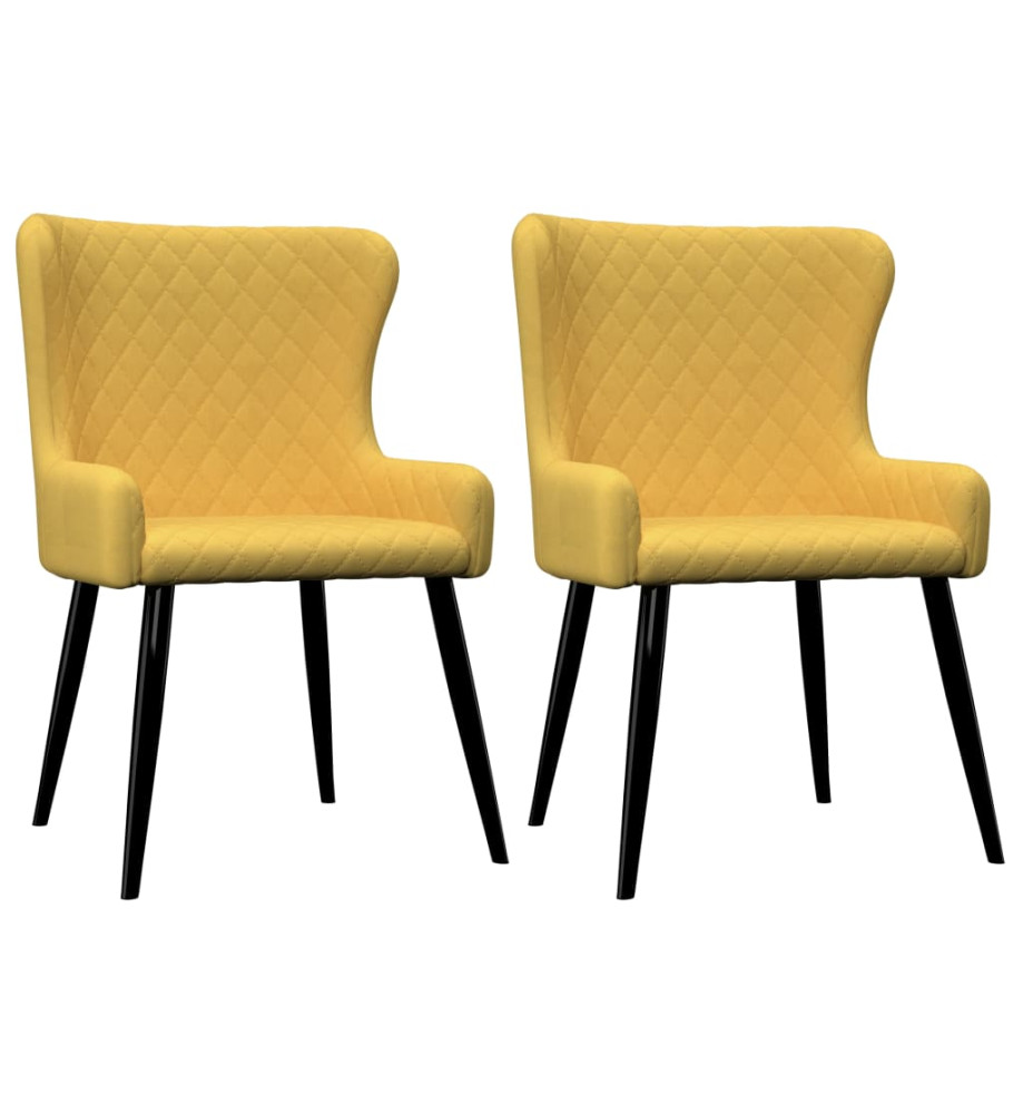 Chaises à manger lot de 2 jaune tissu