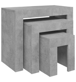 Tables basses gigognes 3 pcs Gris béton Aggloméré