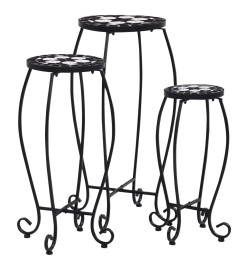 Tables mosaïque 3 pcs noir et blanc Céramique