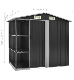 Abri de jardin avec étagère Anthracite 205x130x183 cm Fer