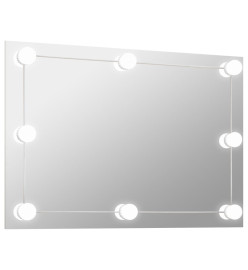 Miroir mural sans cadre avec lampes LED Rectangulaire Verre