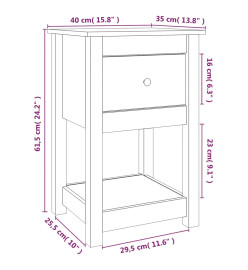 Tables de chevet 2 pcs Noir 40x35x61,5 cm Bois de pin massif