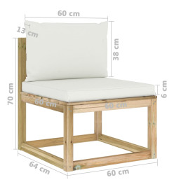 Salon de jardin 10 pcs avec coussins bois de pin imprégné
