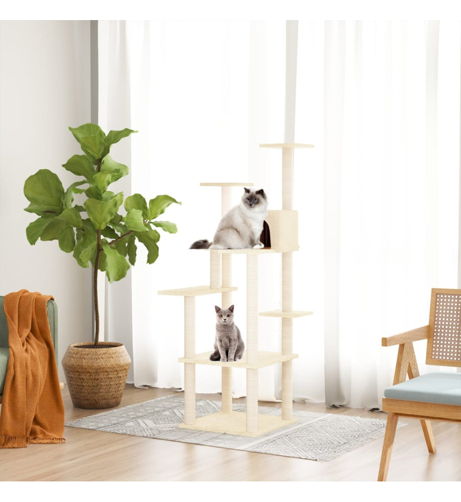 Arbre à chat avec griffoirs en sisal Crème 153 cm