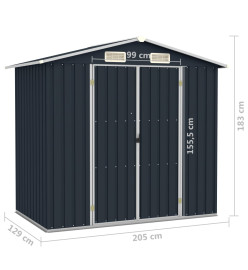 Abri de jardin Anthracite 205x129x183 cm Acier galvanisé