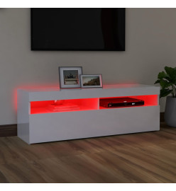 Meuble TV avec lumières LED blanc brillant 120x35x40 cm