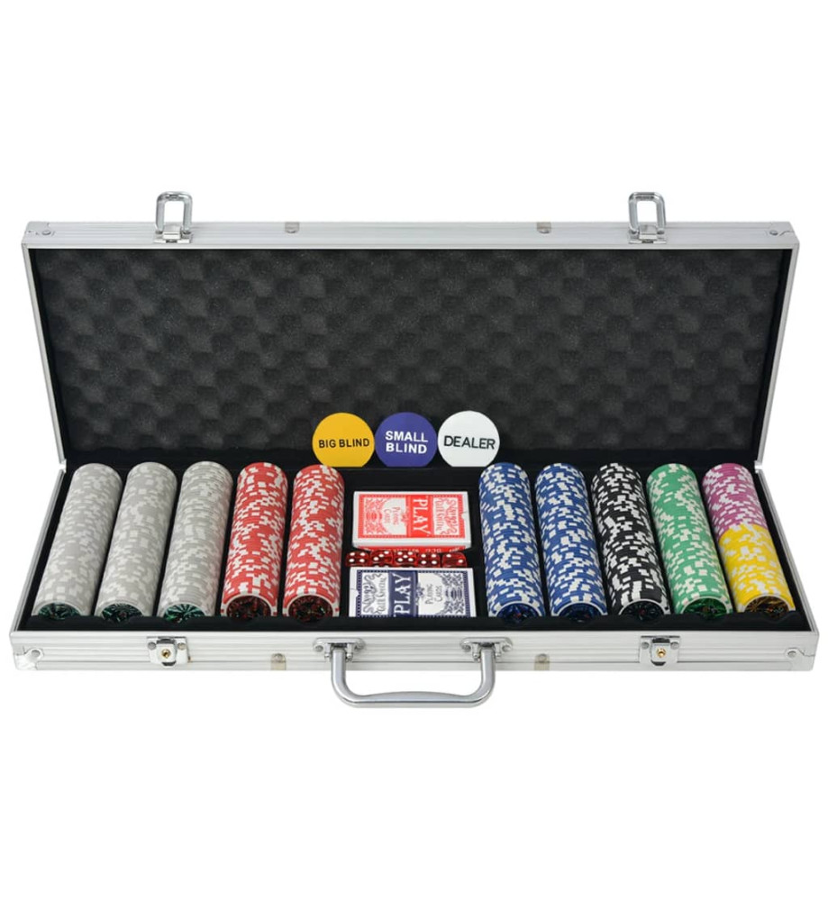 Coffret de poker avec 500 jetons Laser Aluminium