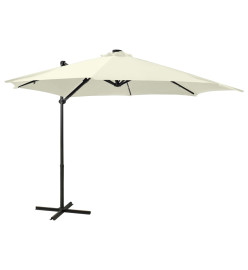 Parasol déporté avec mât et lumières LED Sable 300 cm