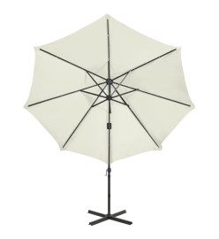 Parasol déporté avec mât et lumières LED Sable 300 cm