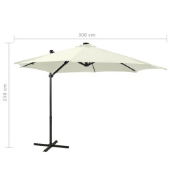 Parasol déporté avec mât et lumières LED Sable 300 cm