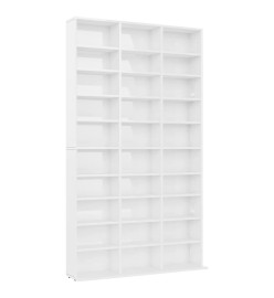 Armoire à CD Blanc brillant 102x16x177,5 cm Bois d'ingénierie