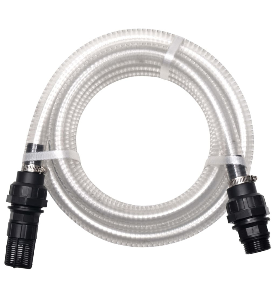 Tuyau d'aspiration avec raccords 7 m 22 mm Blanc