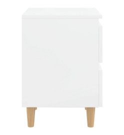 Tables de chevet pieds en pin 2 pcs Blanc brillant 40x35x50 cm