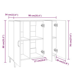 Buffet chêne sonoma 90x34x80 cm bois d'ingénierie